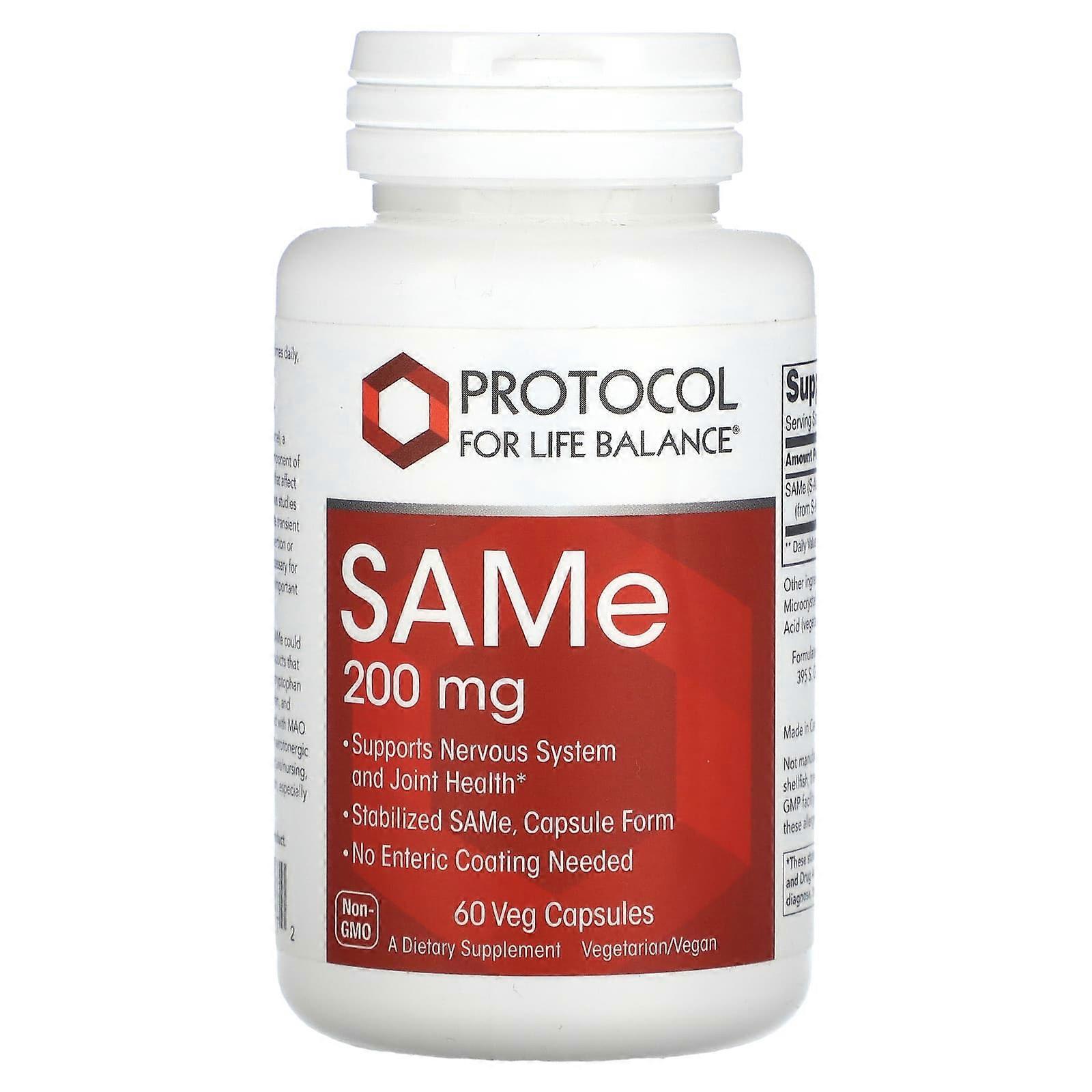 Protocol for Life Balance, SAMe , 200 mg, 60 Veg Capsules