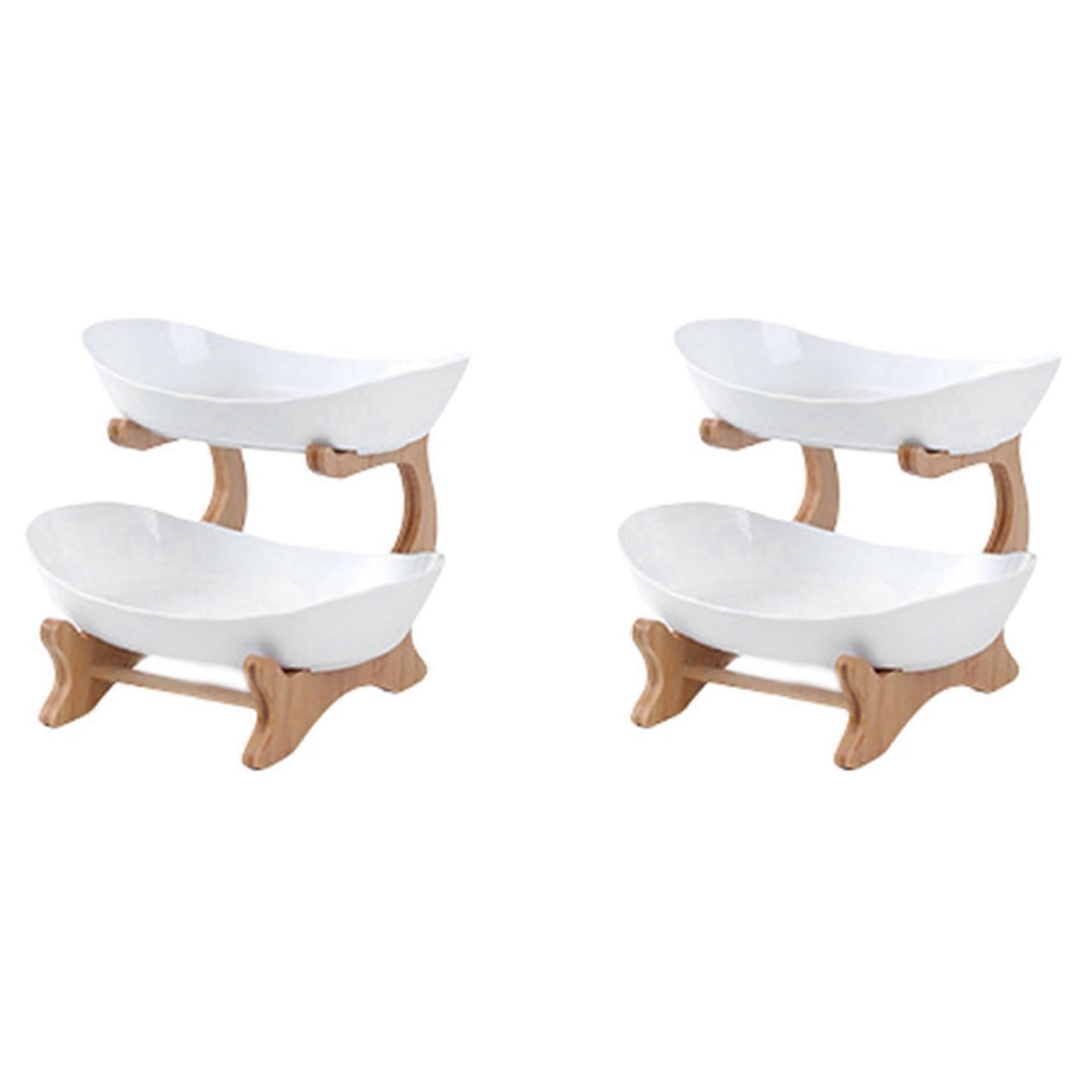 2X Fruit Tray Racks Table Plates Dinnerware Kitchen Fruit Bowl Partitioned Candy Cake Trays Tableware Dishes A