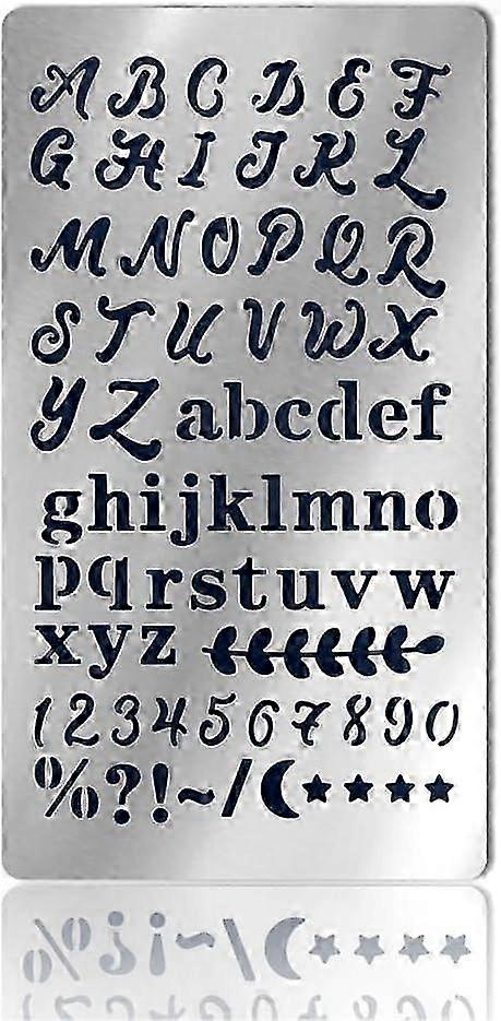 Leaf Pattern Alphabet Stencil in Matte Steel for Crafting, Journaling, and Scrapbooking