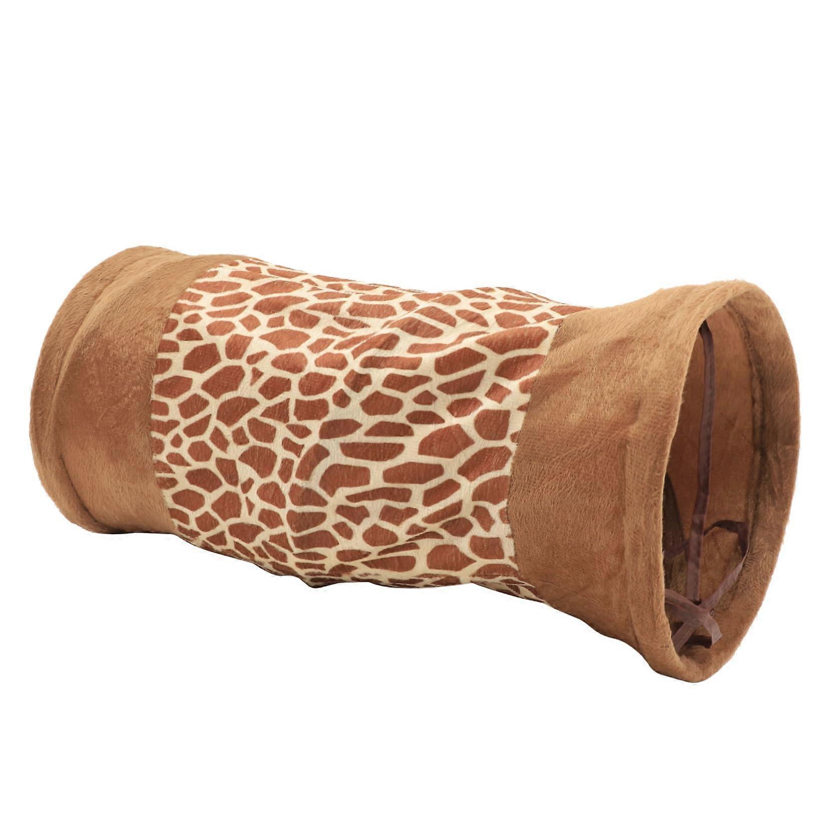 Foldable Cat Tunnel For Indoor Cats Breathable Warm Sleeping Nest Kitten Play Hideaway Brown Deer Pattern