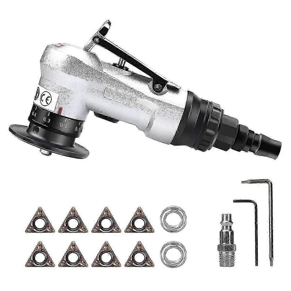 Pneumatic Mini Chamfering Tool with Replaceable Blades, Bearings & 45 Degree Air Debu Tool Kit