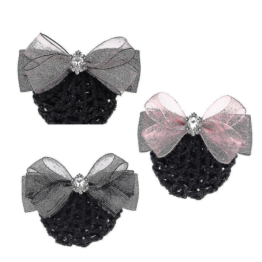 3 adet Ofis İş Saç Parçası Şerit Bowknot Net Bun Snood Saten Saç Bandı Saç Tokası