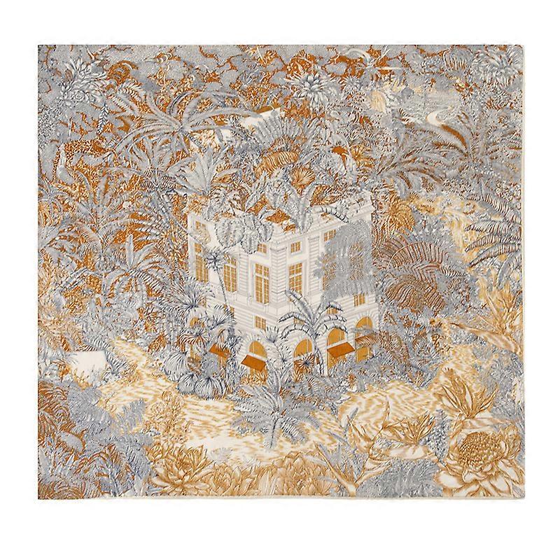 Silk Wool Double-Sided Yellow Coffee Wool Scarf Silk Scarf Mulberry Silk Large Kerchief Autumn And Winter Warm And Elegant Women's Square Scarf