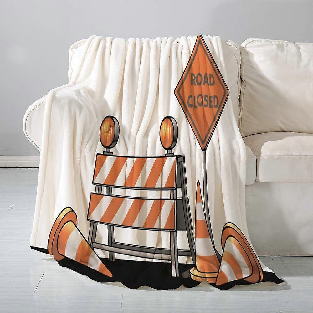 Cobertores de flanela, Sinal de Estrada Fechada Símbolo de Aviso de Trânsito com Parada de Bloqueador, Mantas para Sofá Cobertor Fofo Cama Throw f Quarto, Sofá, Acessório de Quarto