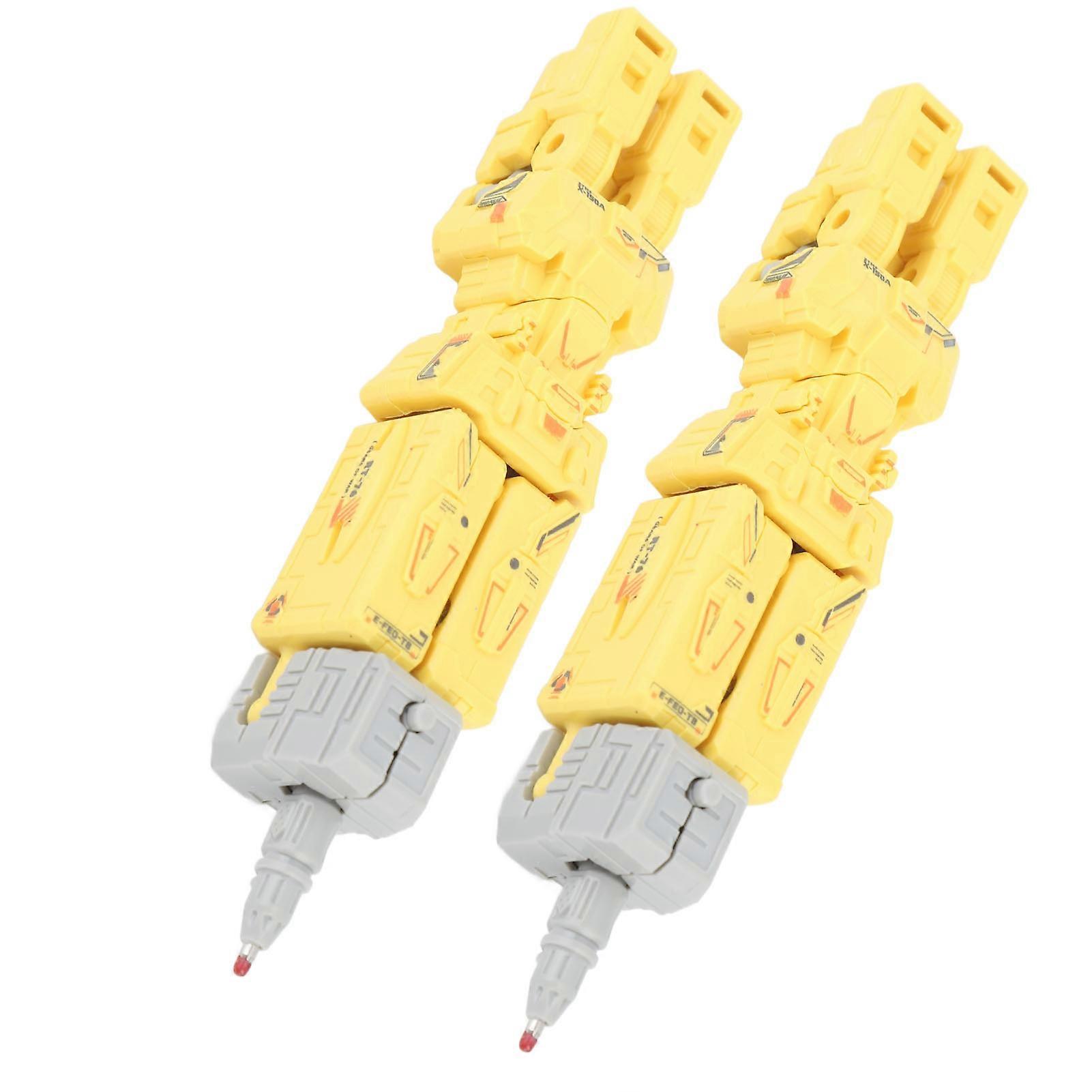 2Pcs Deformation Robot Toy Deformation Robot Pen Disassemble Student Study Stationery Yellow 