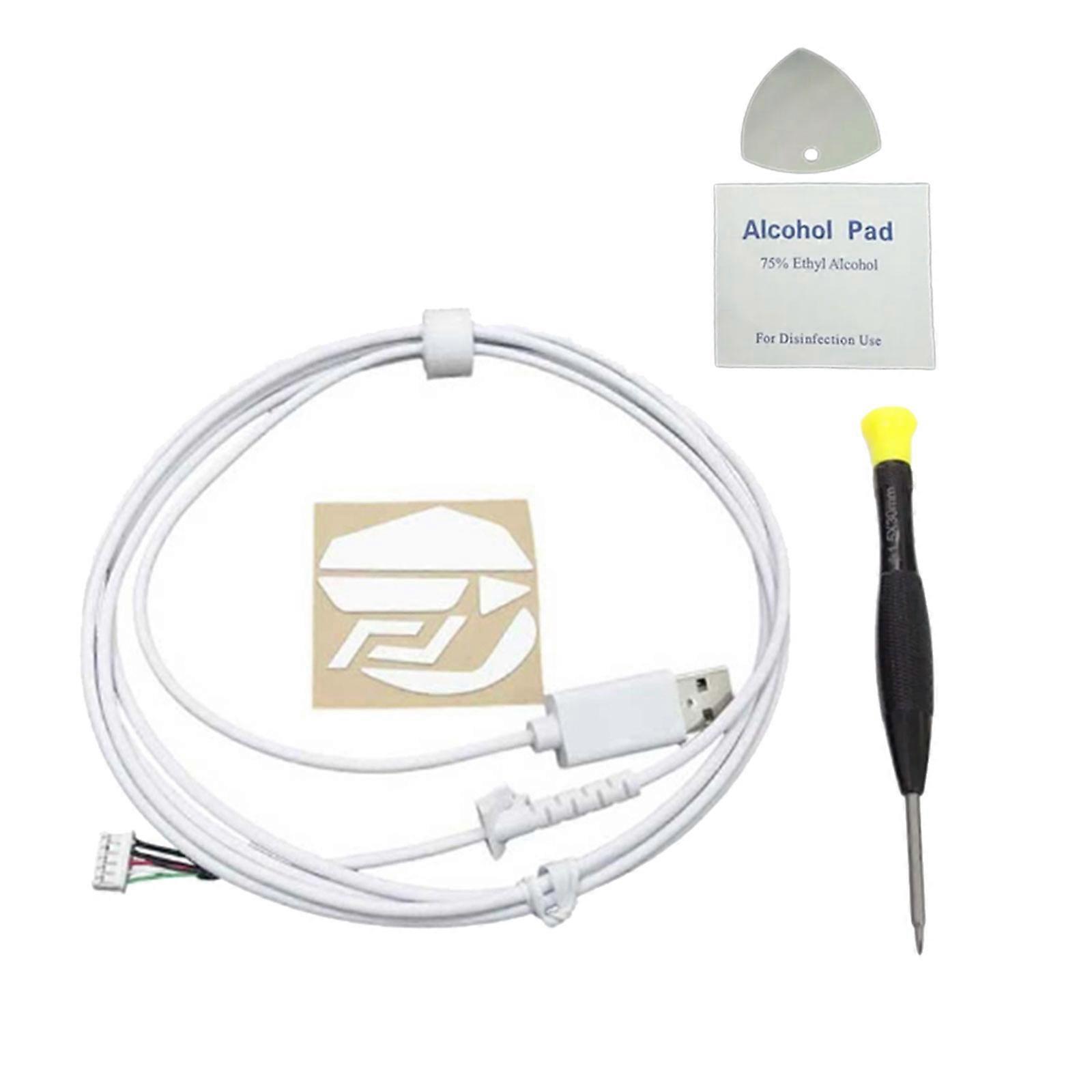 Precise Mouse Skates Feet And Flexible Rubber Cord Kit For G502 Corded Mouse Repair Accessories  White