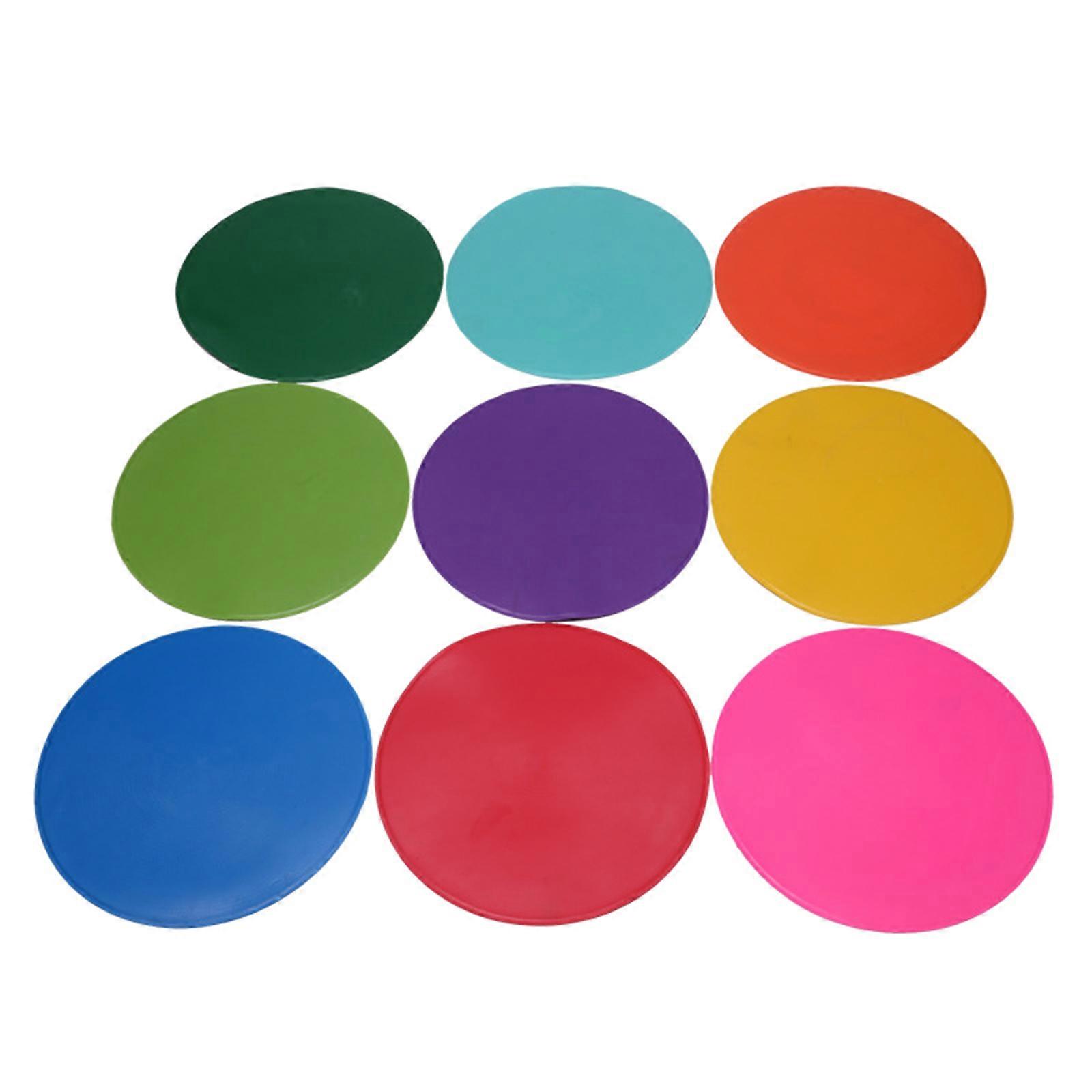 9Pcs NonSlip Agilitys Markers Flat Field Cones Soft Round Spots Markers Floor Dots for Exercise Drill, Sports, Game Multicolor