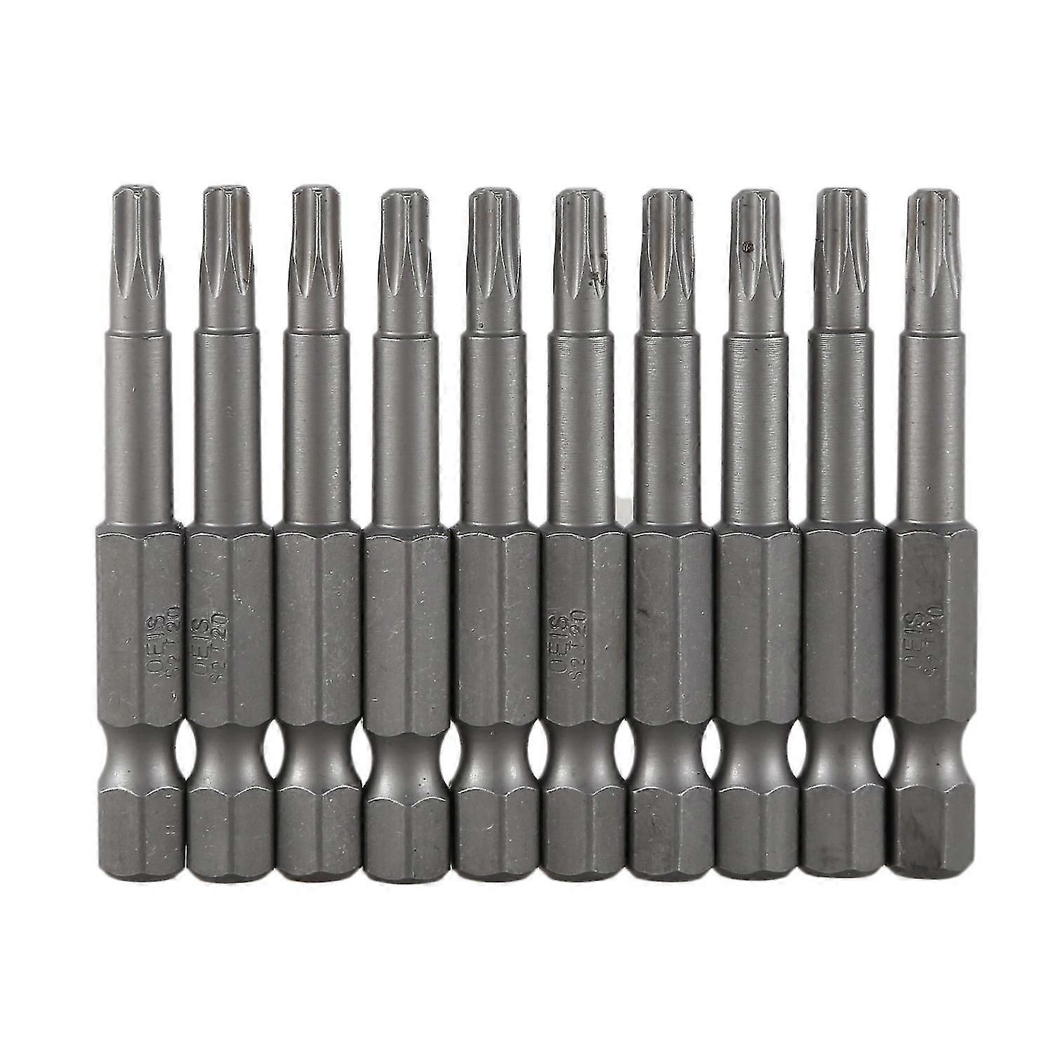6.3mm Hexagon 4mm T20 Magnetic Tip Torx Screwdriver Bits 10 Pcs-haoyi