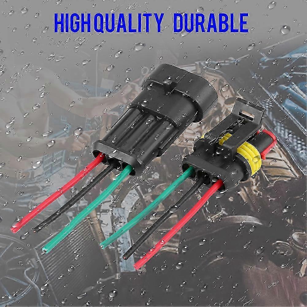 5 Sets Car 3 Pin Waterproof Sealed Electrical Connector Plug Socket Kit
