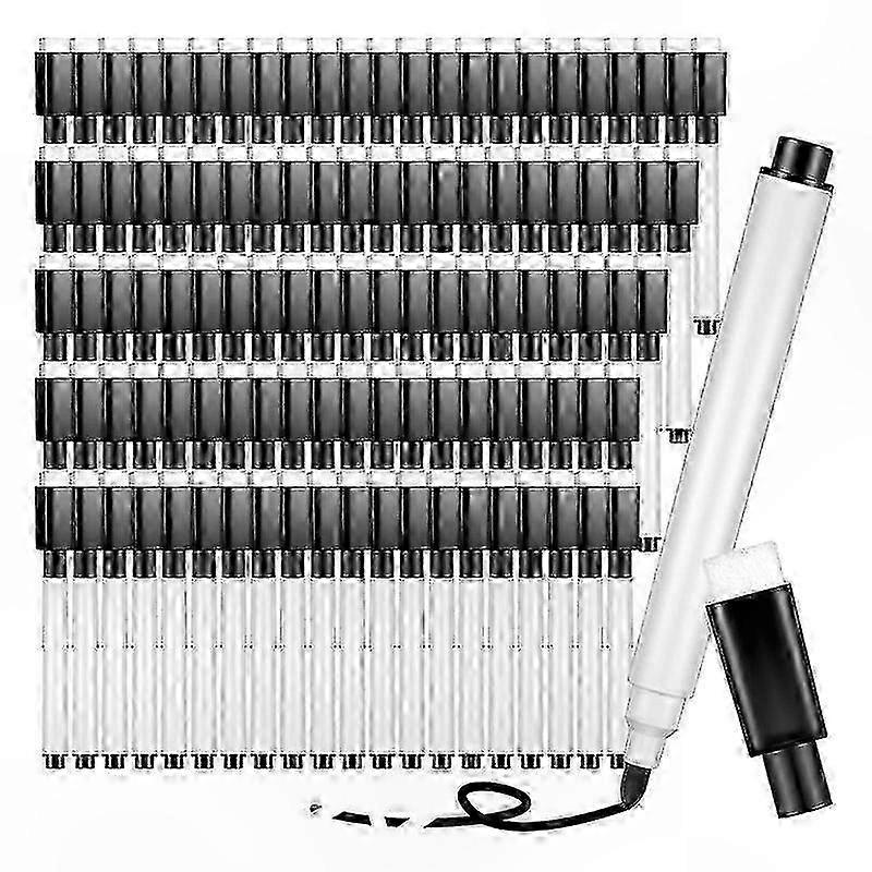 100 Pieces Magnetic Dry Erase Markers Whiteboard Black Dry Erase Markers with Rubber Cap Fine Tip Dry Erase Markers