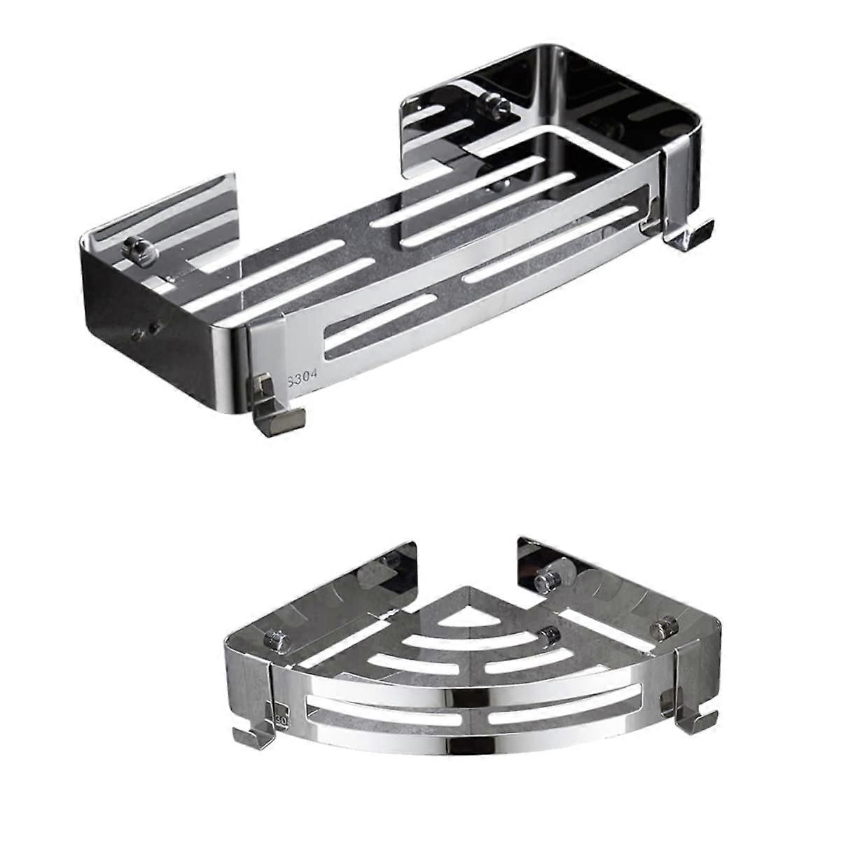 Corner Storage Rack TwoPack Portable Shower Shelf Suction Rack For Toiletries Shower Corner Shelf
