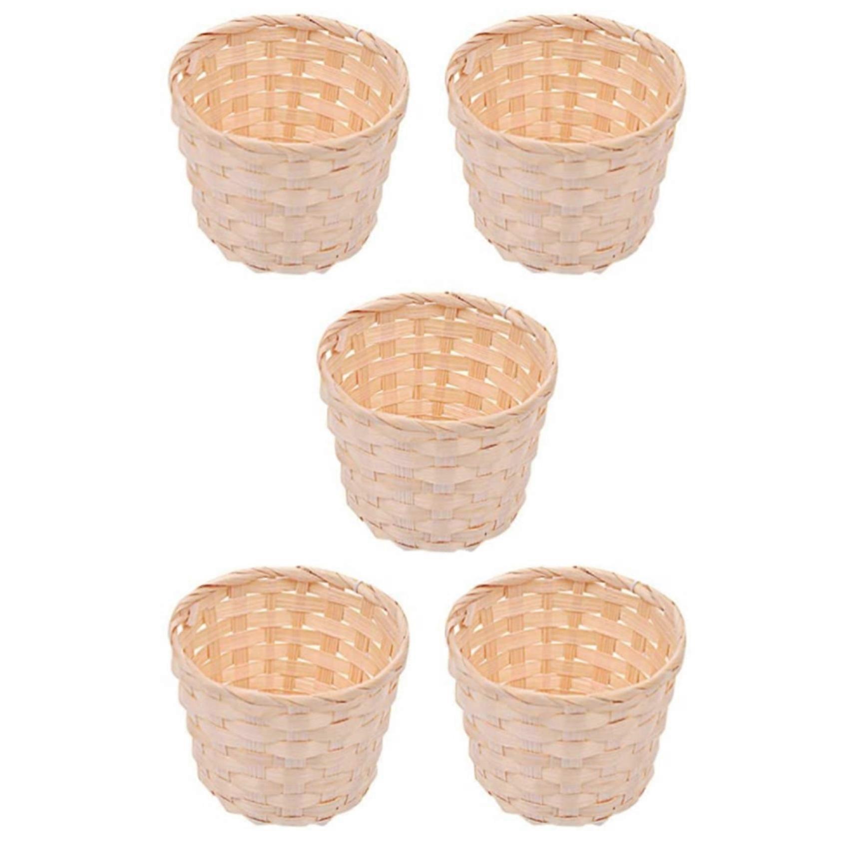 5PCS Mini Woven Baskets Without Handles for Crafts Decor (7.5X6cm)