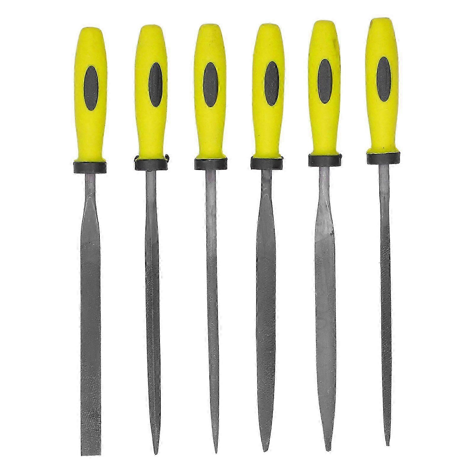 6Pcs Small File Set Pointed Square Round Triangle Flat Bearing Steel Files for Metal PolishingSIL-1113Hwy