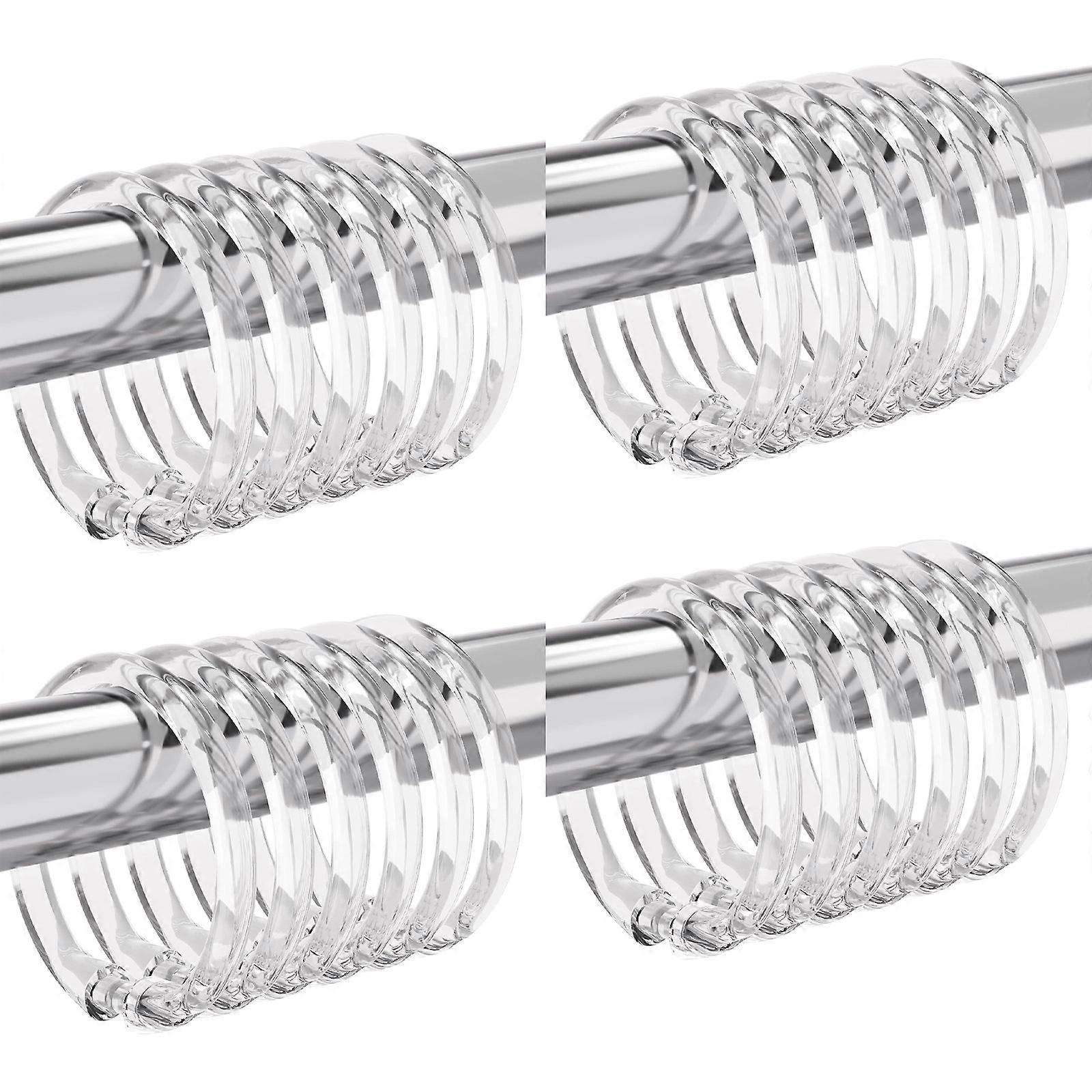 24Pcs Acrylic Shower Curtain Hooks Snap O Rings Design Smooth Sliding Durable Rusts Resistant Bathroom Accessories Multicolor