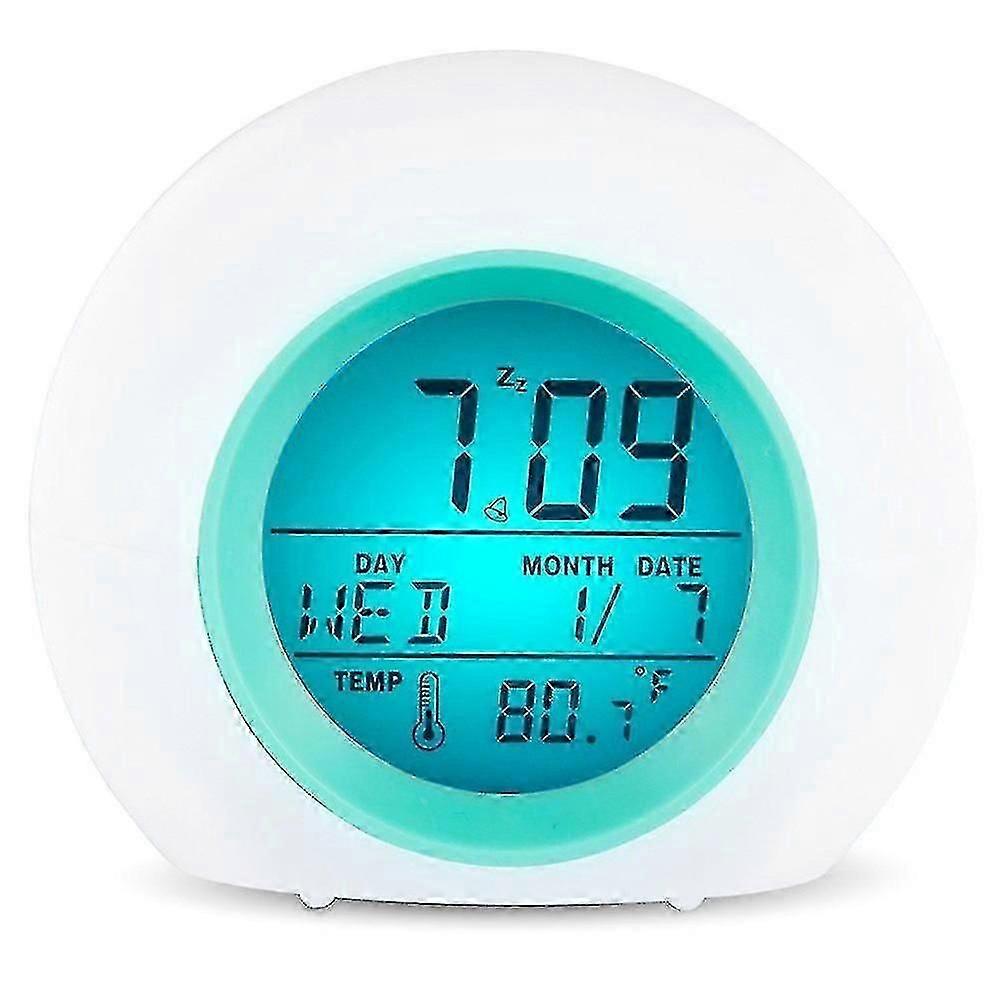 Creative Round Colorful Ball Shaped Alarm Clock with Calendar, Night Light, Bedside Alarm Clock for Kids [D]