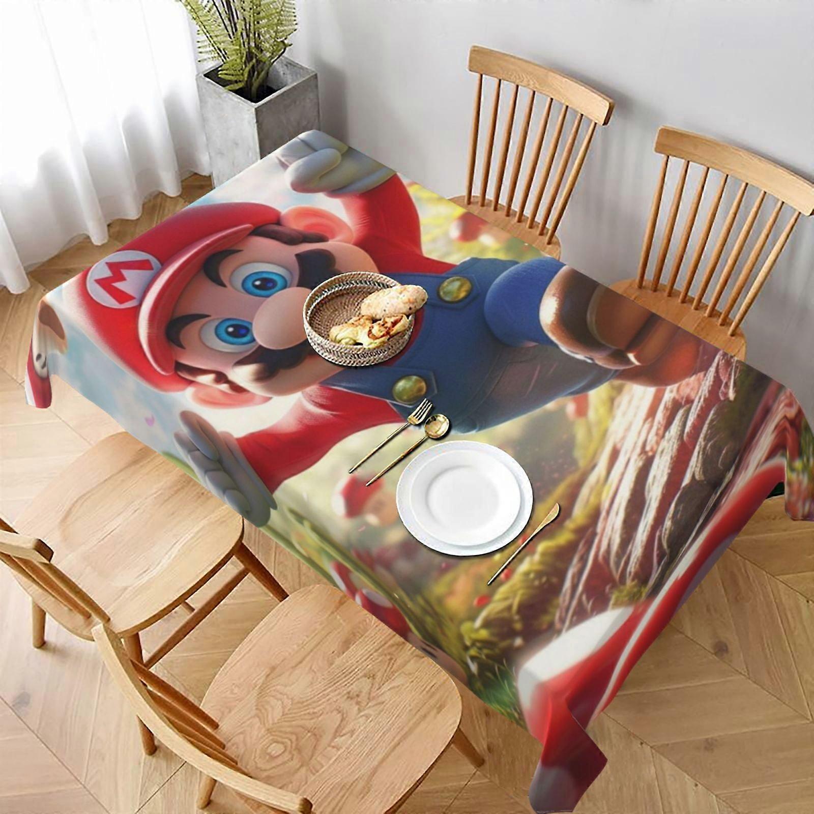 Mario Rectangular Tablecloth Water Resistance Antiwrinkle Spillproof Soft Fabric Table Cloth 60"X90"