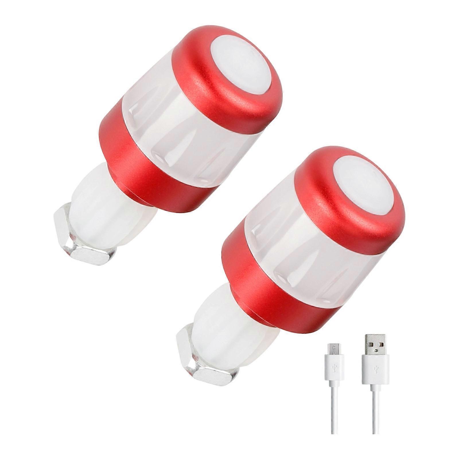 Cycling LED Bar End Plugs Indicators Light LED Warning Light Handlebar End Plugs Waterproof Turn Signal Lights Enduring  red white