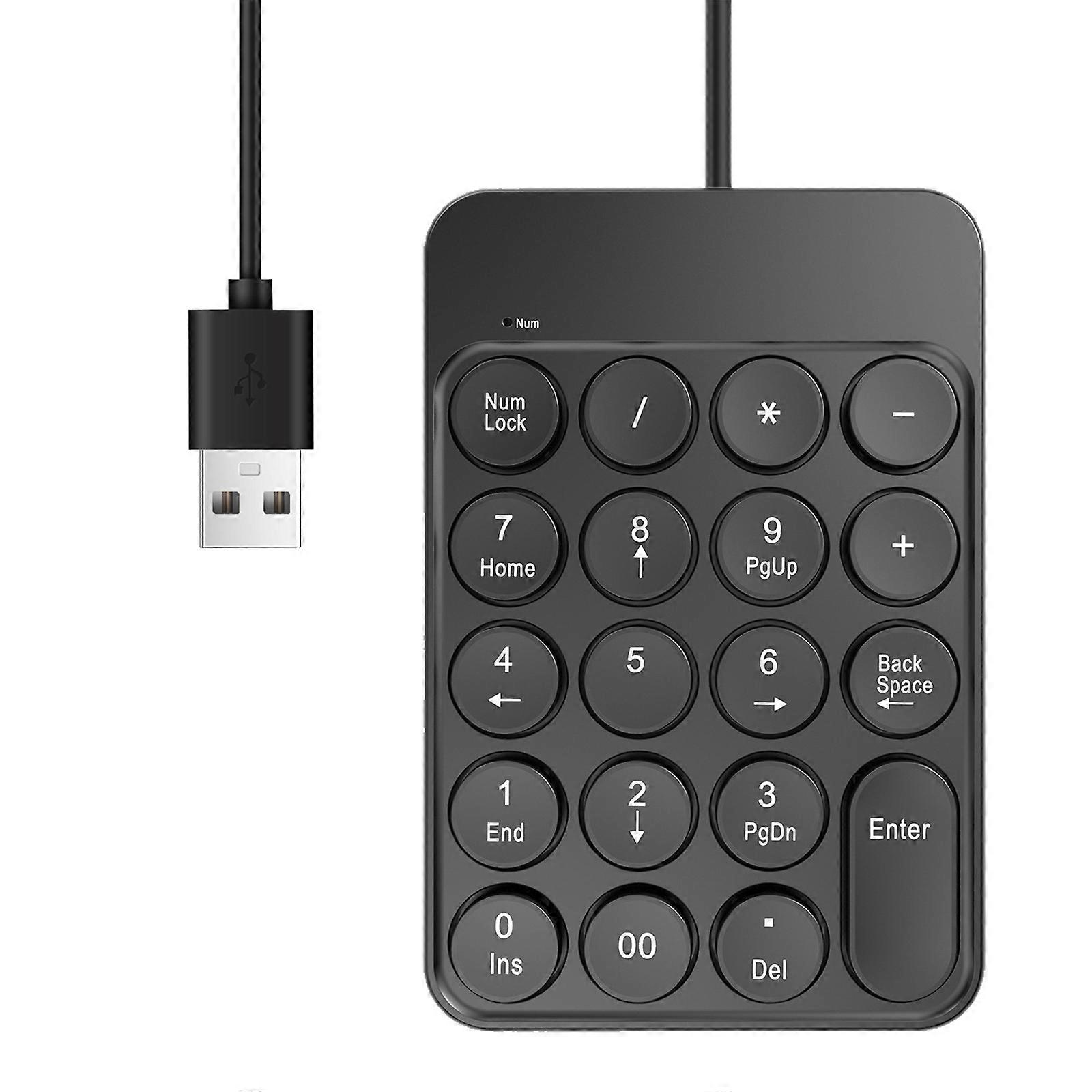 Corded Number Pad Numeric Keypad 19 Keys USB Numpad Portable Financial Accounting Keyboard for Laptop/Computer/Notebook Multicolor