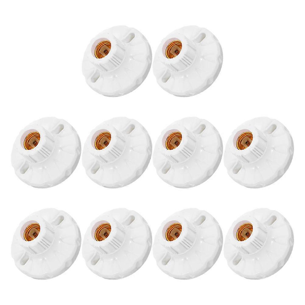 E27 Bulb Socket Lamp Holder for Light Use 10Pcs White Copper Bakelite