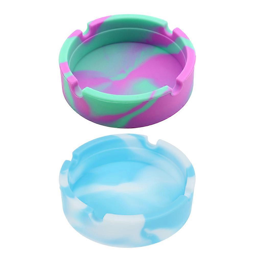 Round Ashtray For Home Modern Design Unbreakable Non-Slip 2Pcs