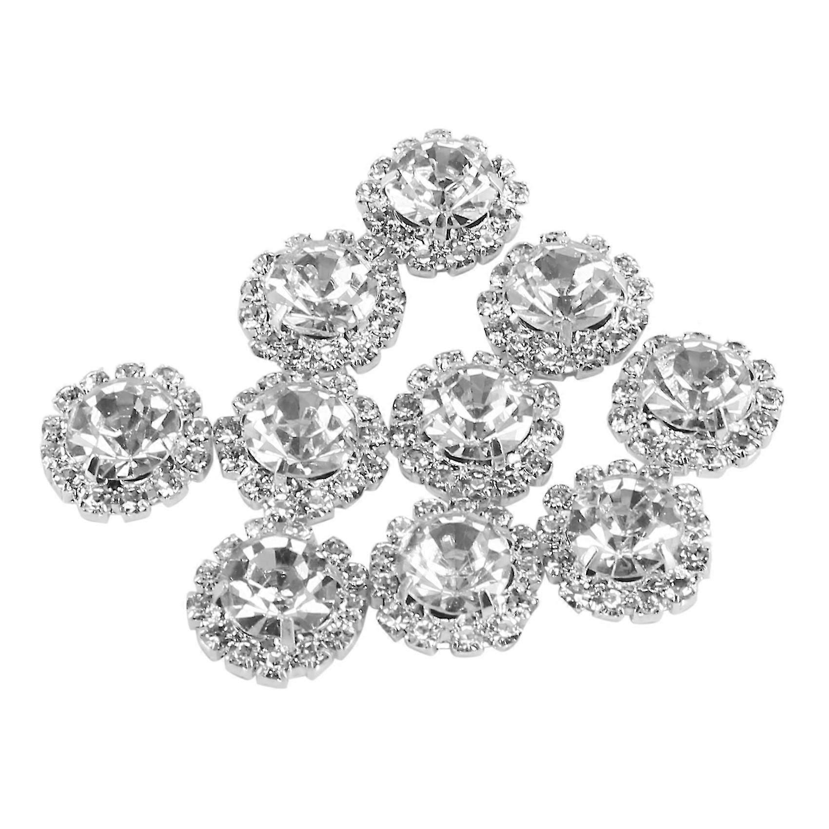 Crystal Rhinestone Button Flat Back Decoration Diy 15mm 10 Pcs Clear