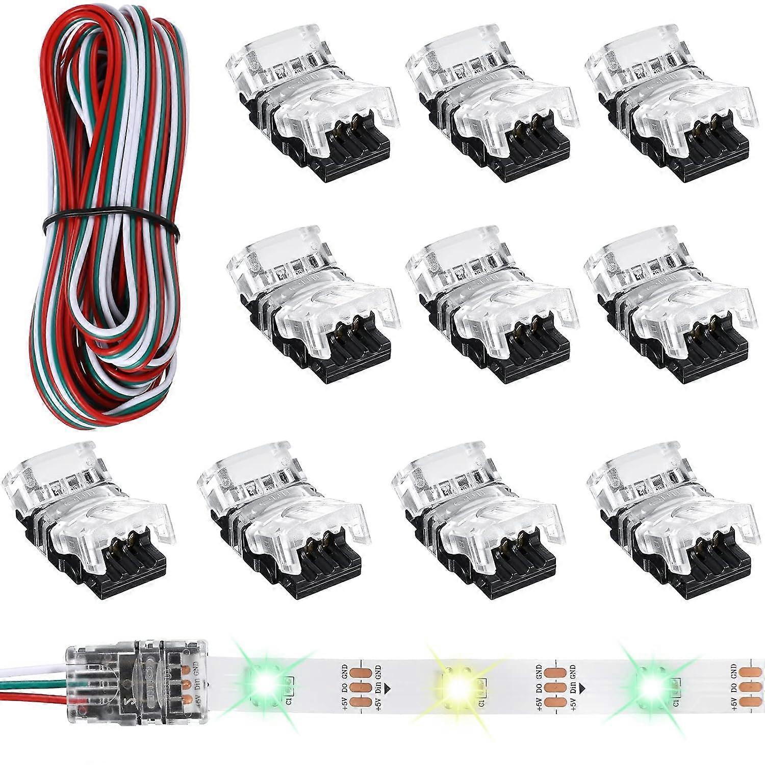 11pcs 3 Pin Adjustable LED Strip Connectors 10mm LED Strip Connector Terminal for WS2811 WS2812B SK6812 Seamless LED Strip White.