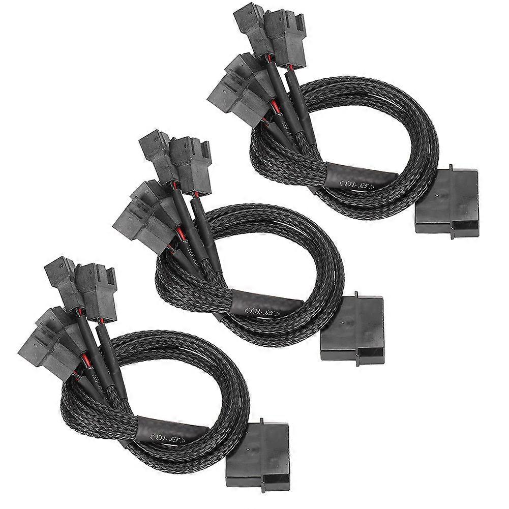 3Pcs Extension Cable 1 to 4 Splitter for Computer CPU Chassis Fan Adapter 4P to 4Pin