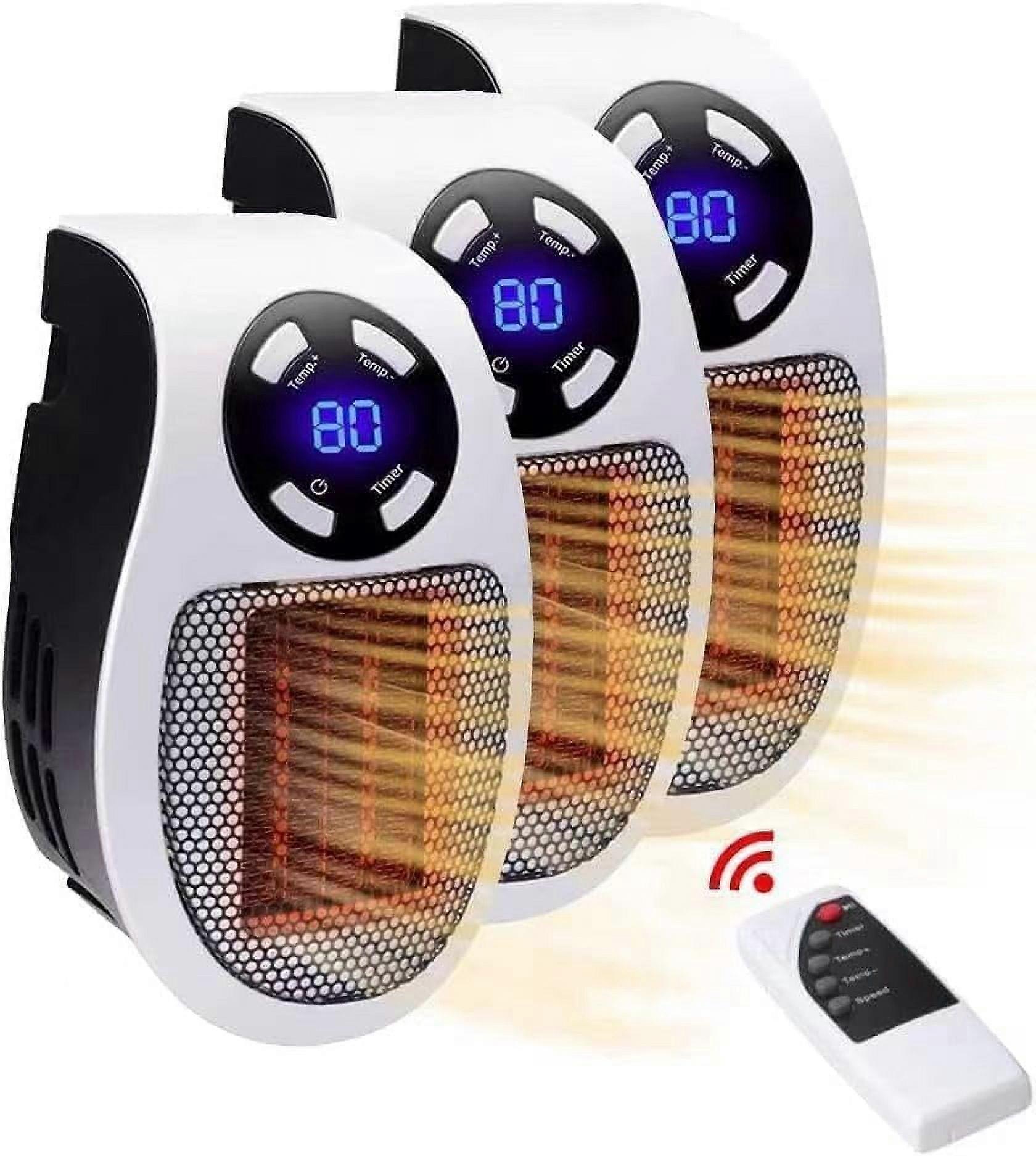 Alpha Heater - 2024 Upgrade 500W Smart Electric Fan Heater, Low Noise Portable Space Heater with Adjustable Thermostat, Timer & LED Display