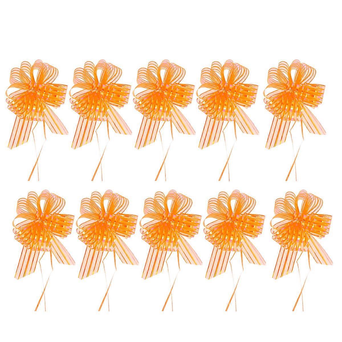 Wedding Pull Bows Yarn Pull Bows for Decoration 10Pcs Orange Color