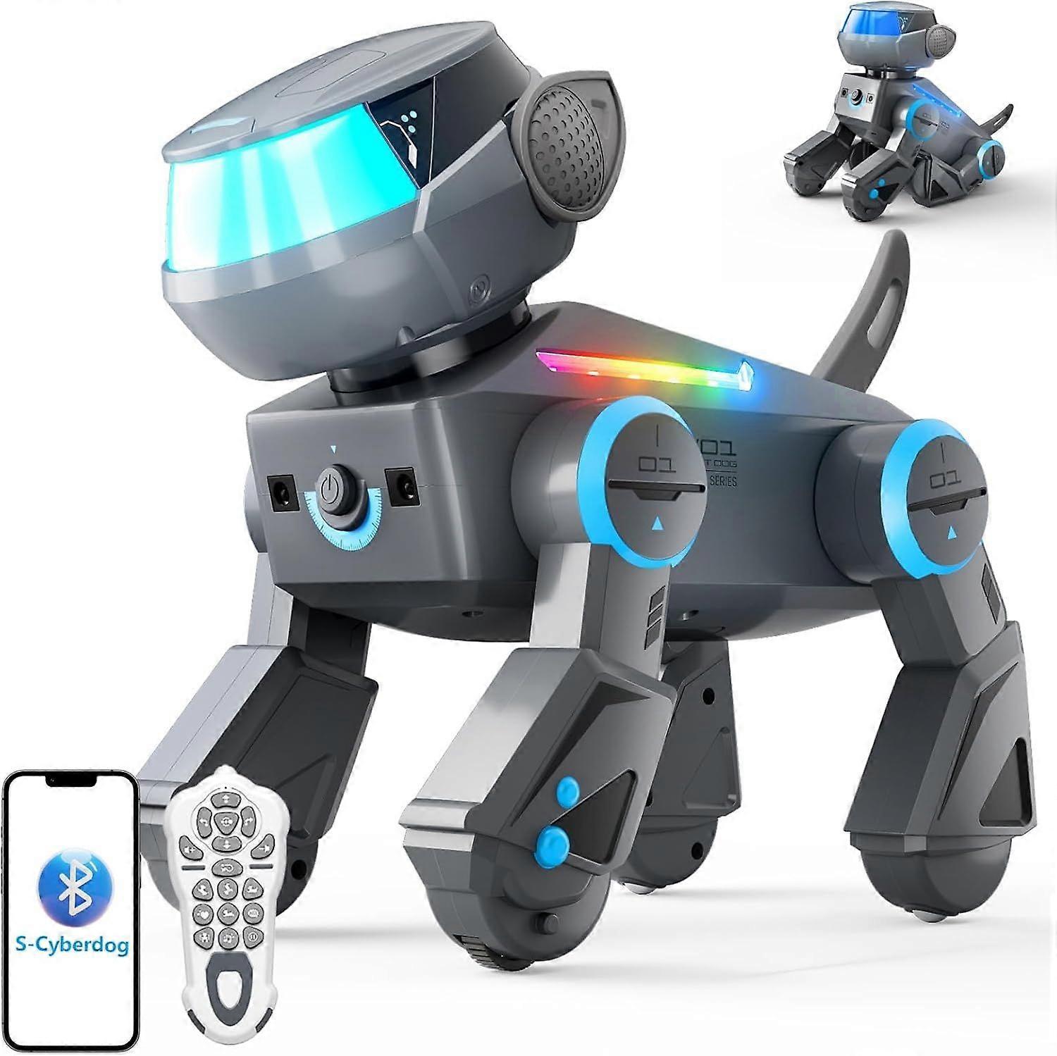 Remote Control Robot Dog Toy for Kids, Smart Programmable Robotic Dog with Multi-Color LED Eyes