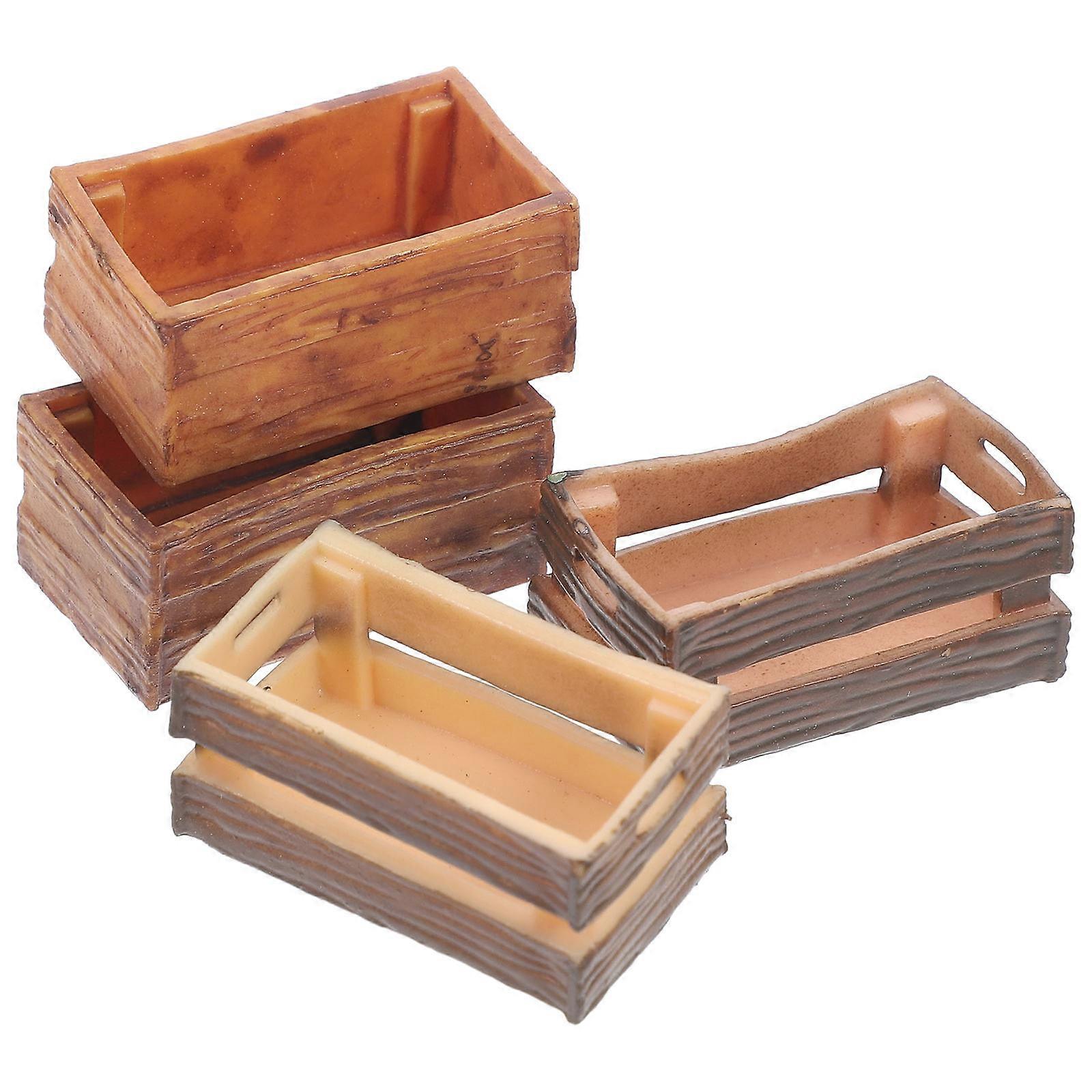 Dollhouse Miniatures Crate for Decoration Including 4Pcs Mini Crates