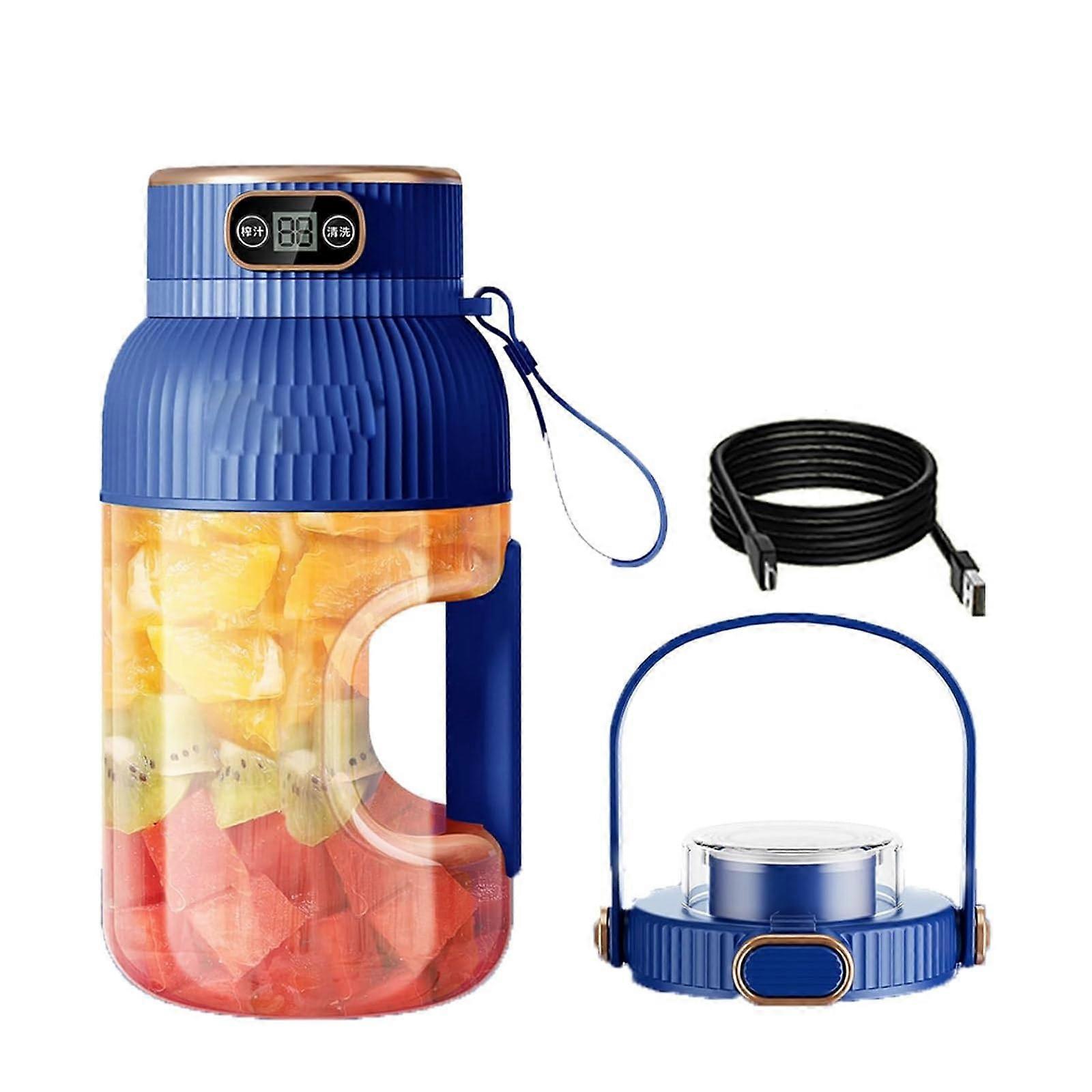Portable Juicer Blender Cup with Digital Display, Large Capacity  Smoothie Maker for Kitchen Travel, Blue