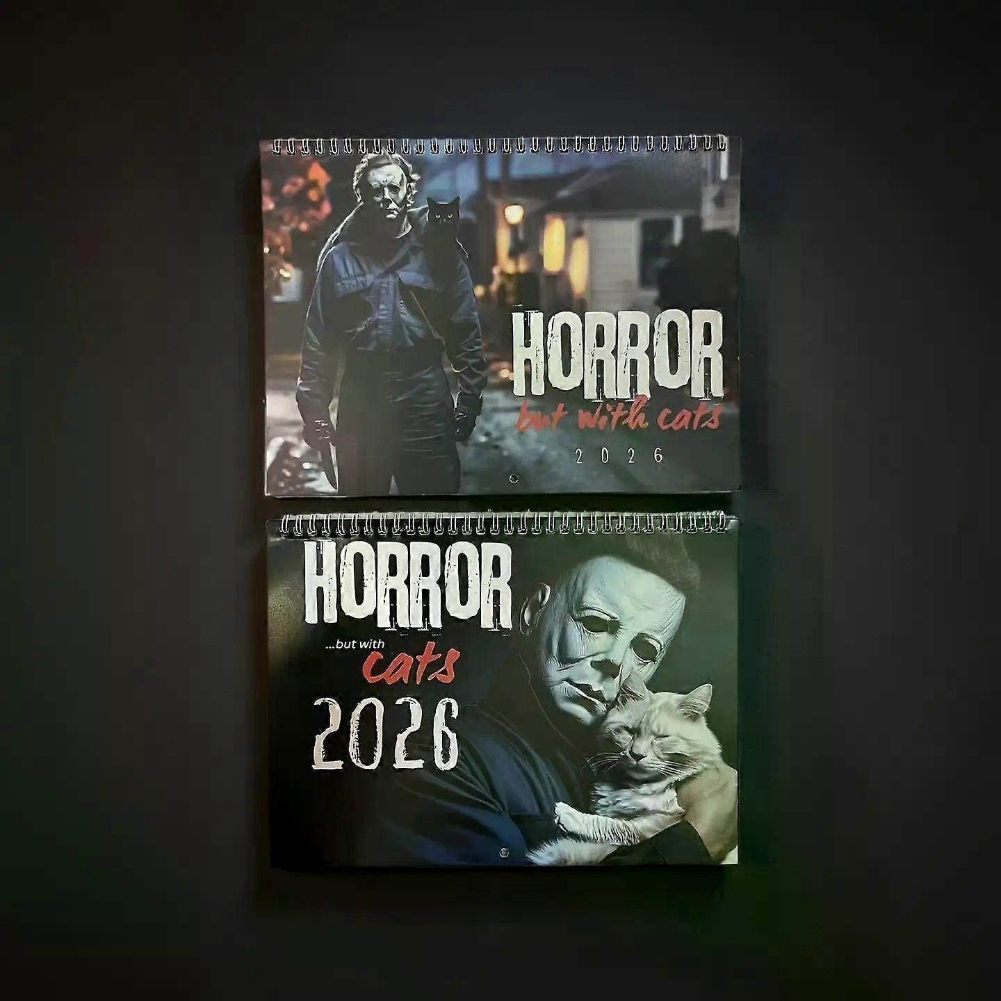 1pc2026Horror Cat Calendar��Label12Elegant and simple design with monthly dates and holiday markers