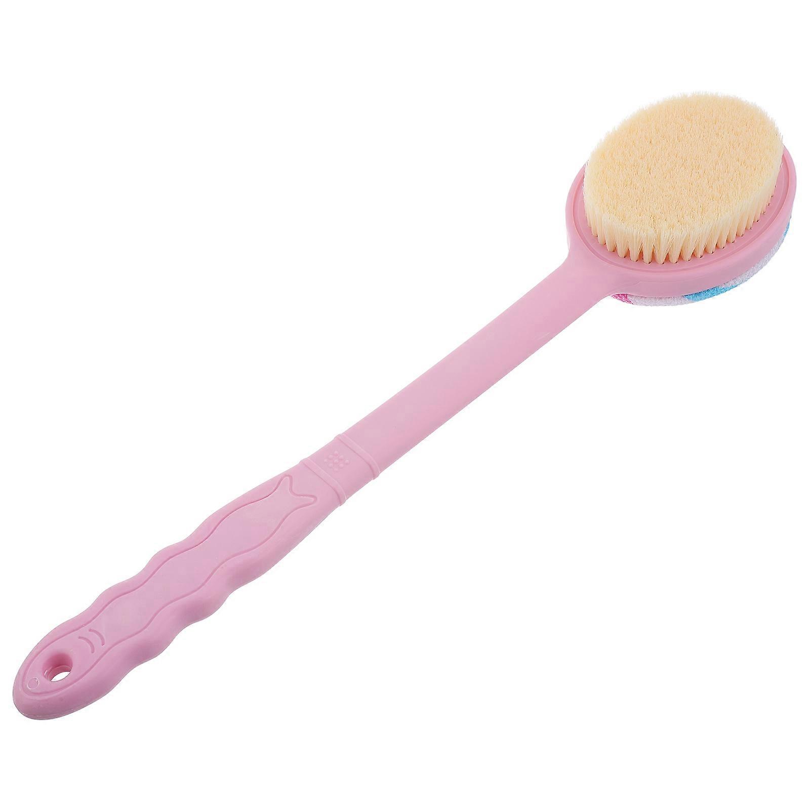 Back Scrubber Dual-Sided for Cleansing Pink Soft Long Handle