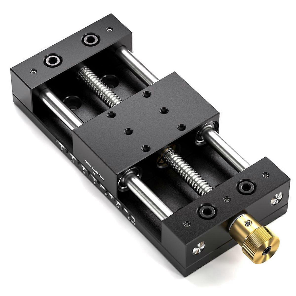 Manual Linear Stage 75mm Sliding Table Linear Rail Guide Alloy Slide Stage with Ruler and Base, Manual  lation