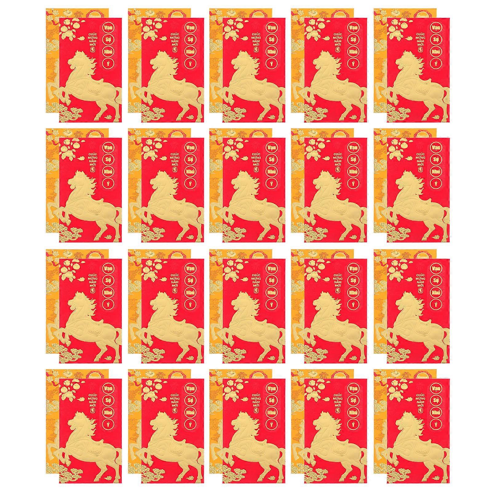 New Year Red Packet Vietnamese 48Pcs Horse Year Red Envelopes for Storage