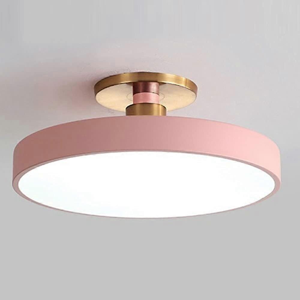 Modern Pink Macaron Style LED Ceiling Light, 3Color Dimmable Flush Mount Fixture 50CM