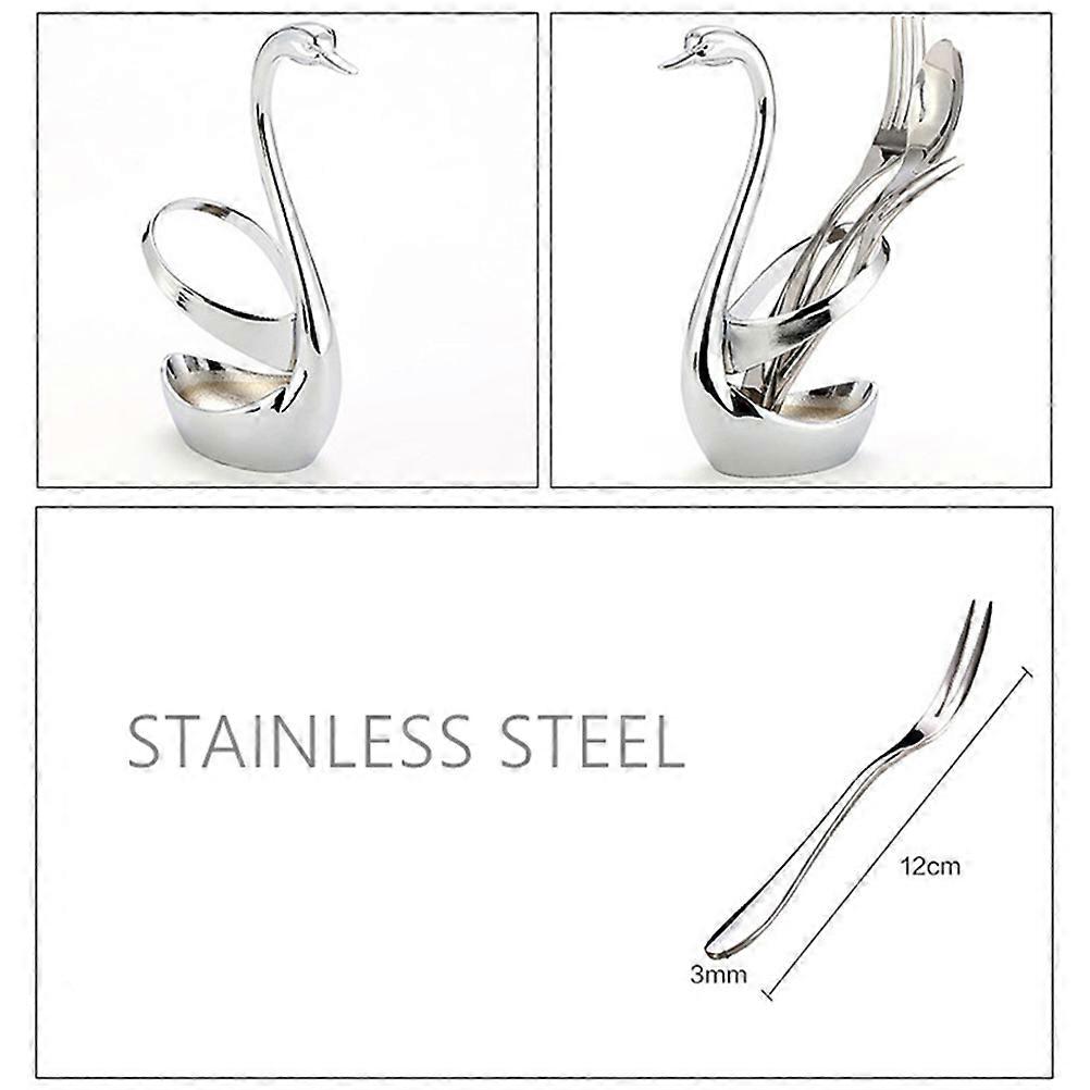 Swan Dinnerware Holder for Kitchen Use Fork and Spoon Silver