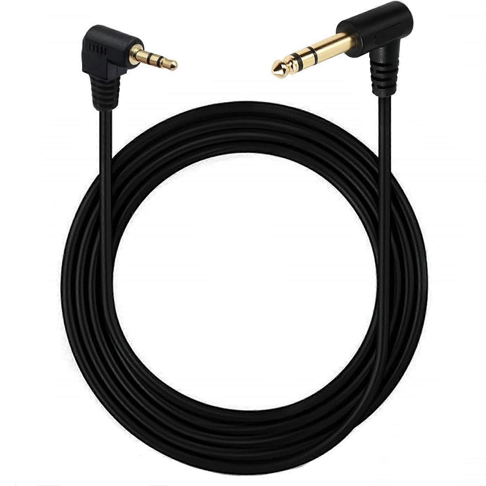 3.5mm to 6.35mm Audio Cable 1.8m GoldPlated RightAngle Stereo Cord for Amplifier and Mixer