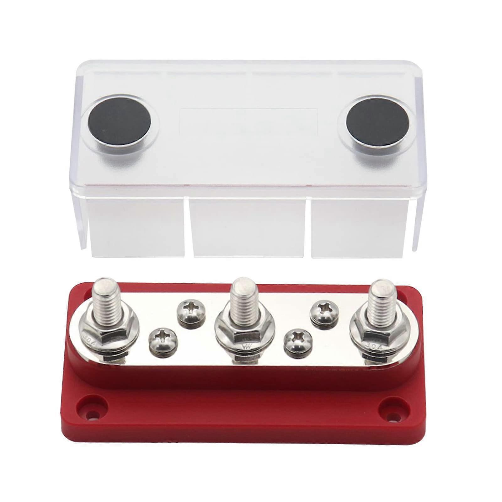 BusBar Power Distribution Block DC48V 150A for Marine Battery Junction Box Boat Truck Red