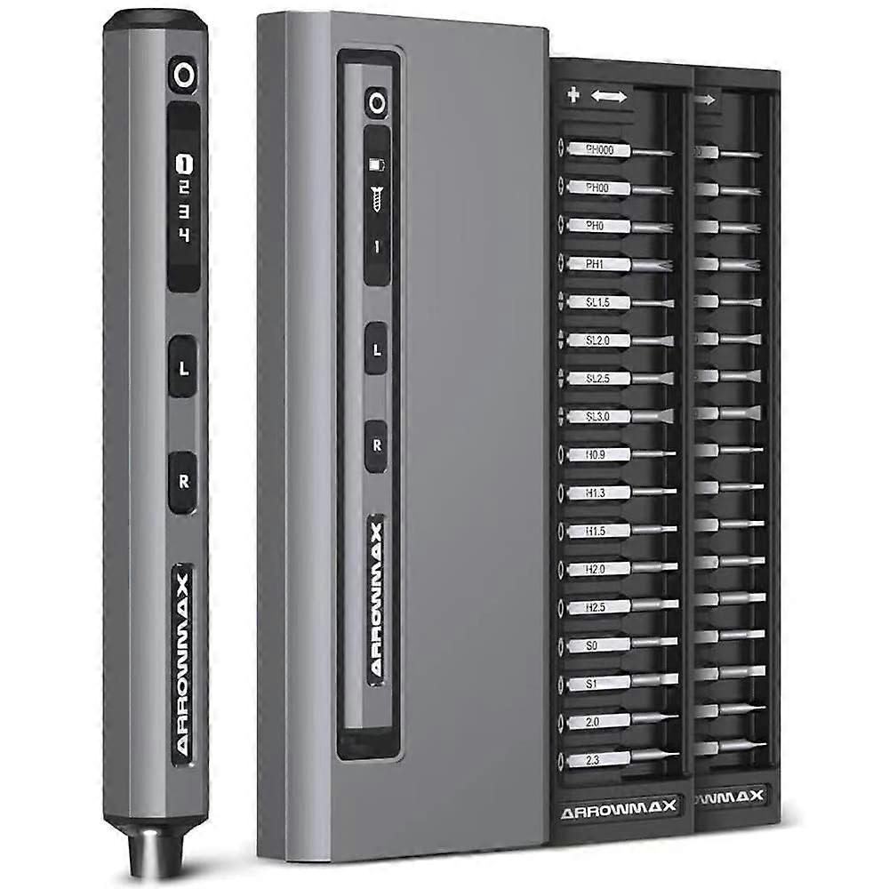 Electric Precision Screwdriver Kit, 4 Torque Settings, 34 Magnetic Bits, OLED Display for Electronics