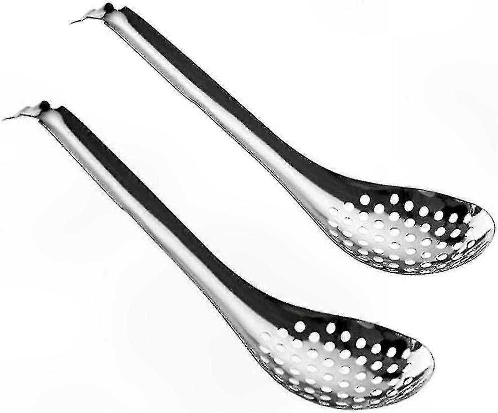 2-Piece Stainless Steel Spherical Slotted Spoon for Kitchen Use