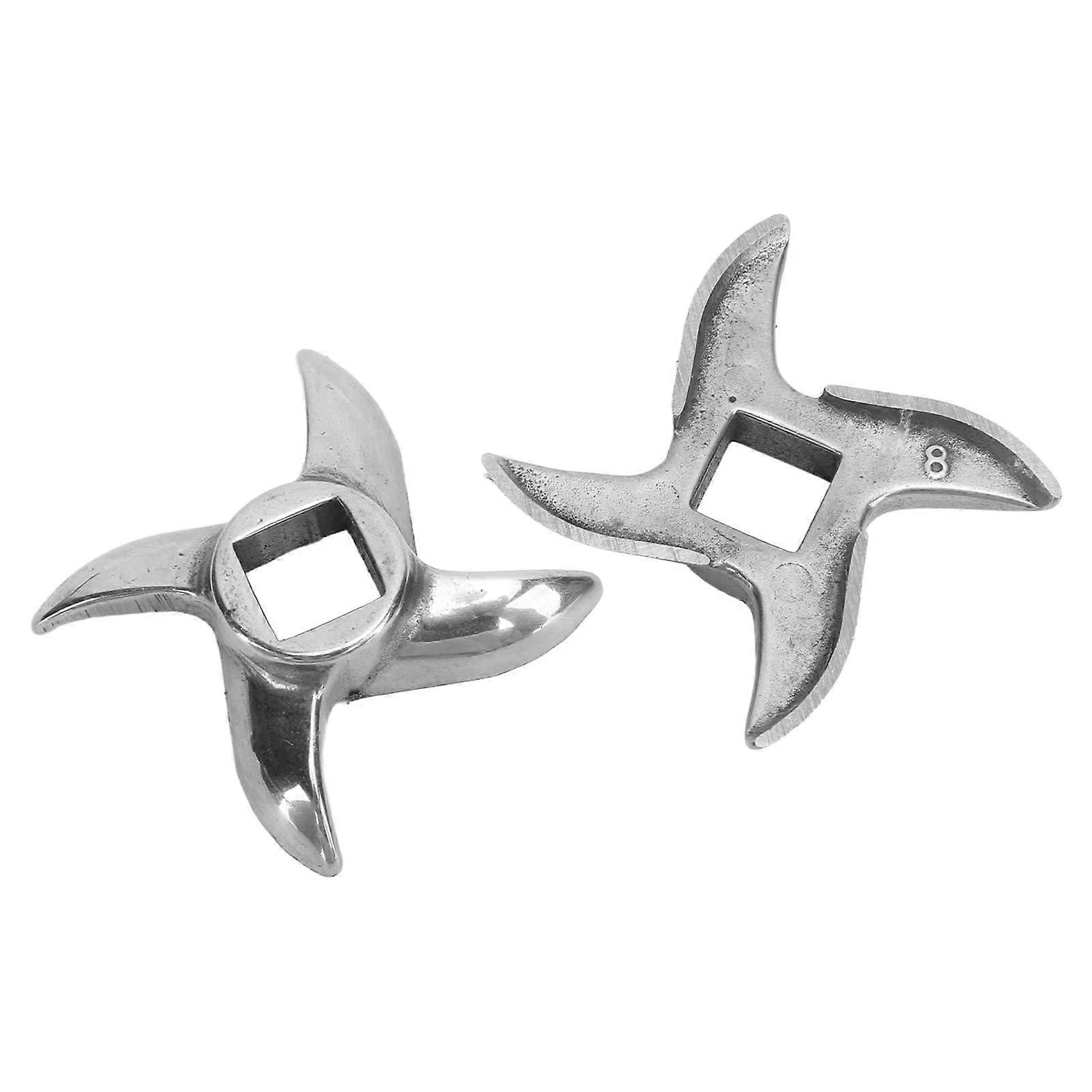 2 Pcs #8 Stainless Steel Meat Grinder Blade Replacement for Fast Precise Cutting and Easy Installation