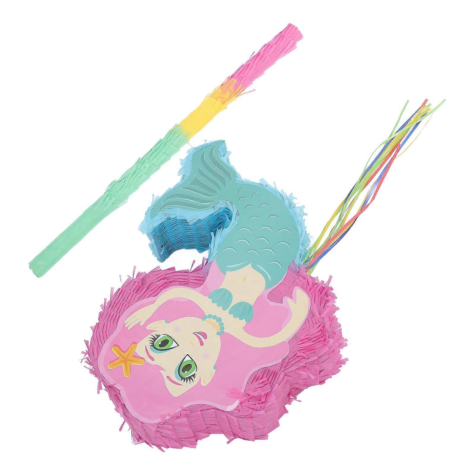 Mermaid Pinata Decorative Set for Decor Includes Bat Blindfold 1Set