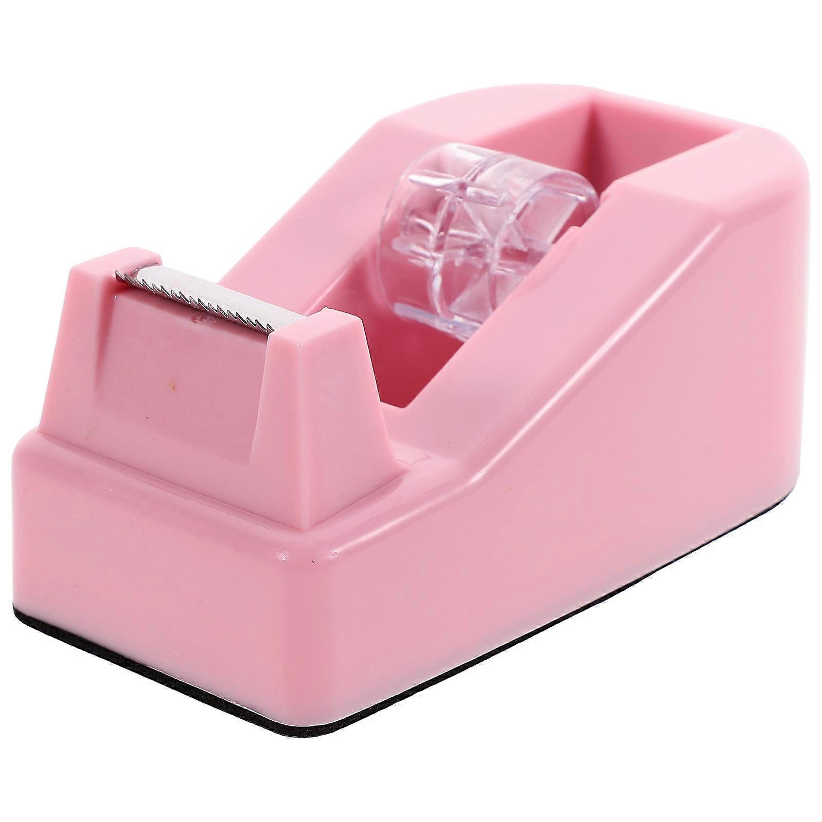 Pink Plastic Tape Dispenser for Home Easy to Use and Store Small Size Practical Desk Accessory 3.5 x 2.2 inches