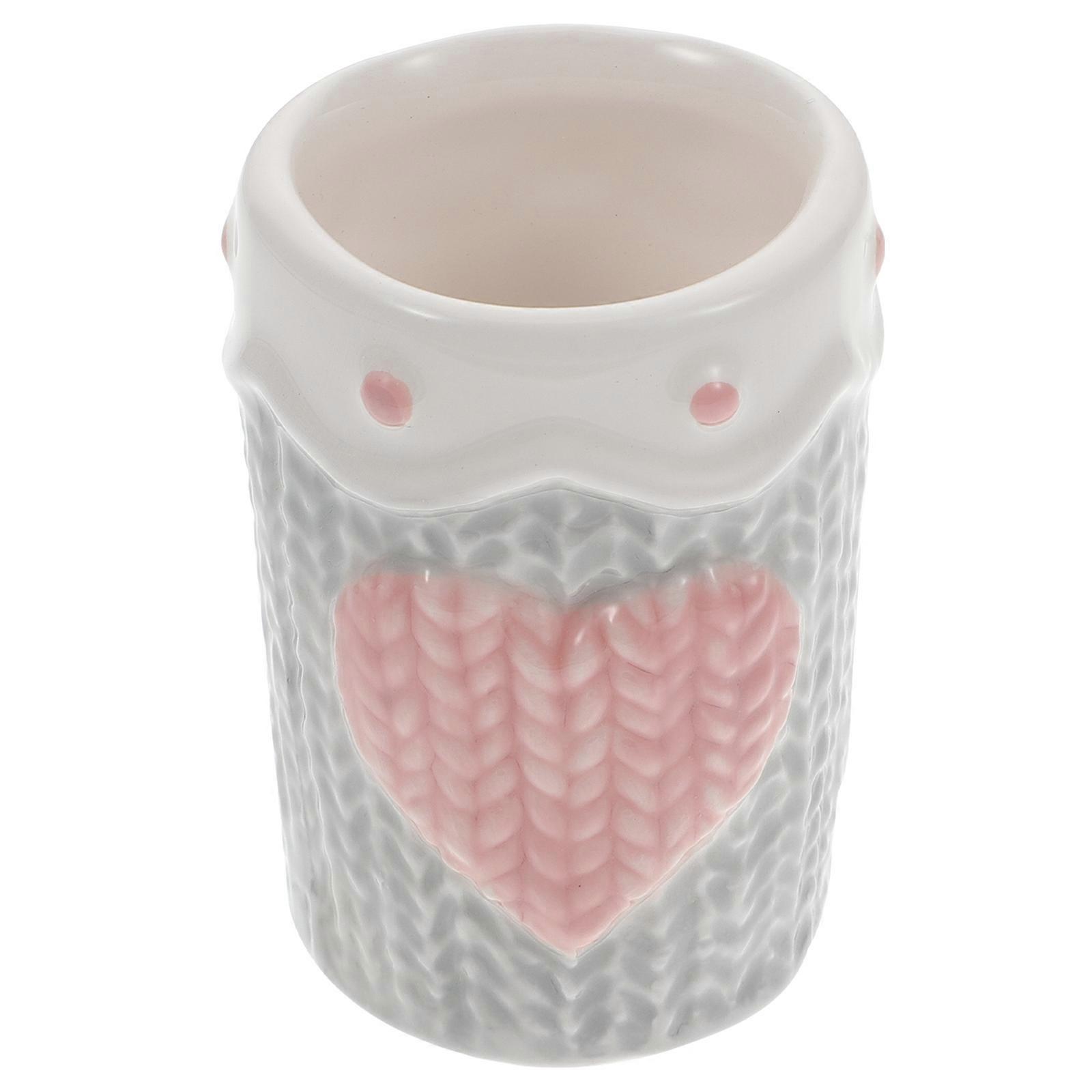 Light Grey Ceramic Toothpick Holder for Storage Use 1Pcs Embossed Heart