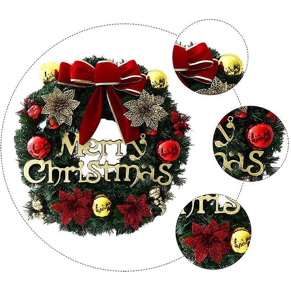 Christmas Wreath Door Hanging Garland with LED Light String 1Set