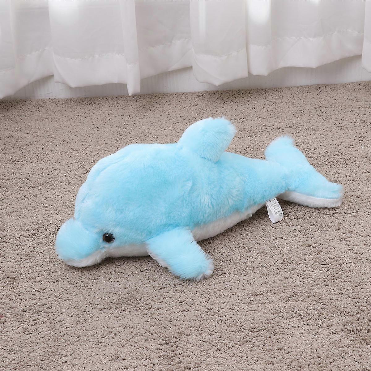 Dolphin Shape Luminous Throw Pillow Cushion for Sofa Use 1Pcs Blue