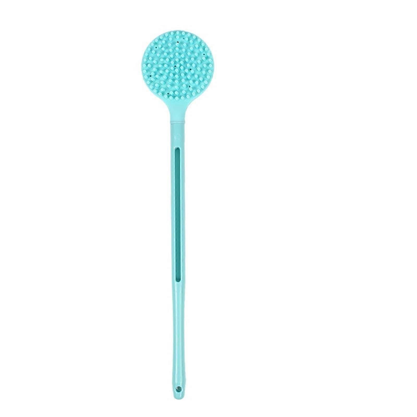Back Scrubber Long Handle Shower Body Brush DoubleSided Silicone Exfoliating Blue
