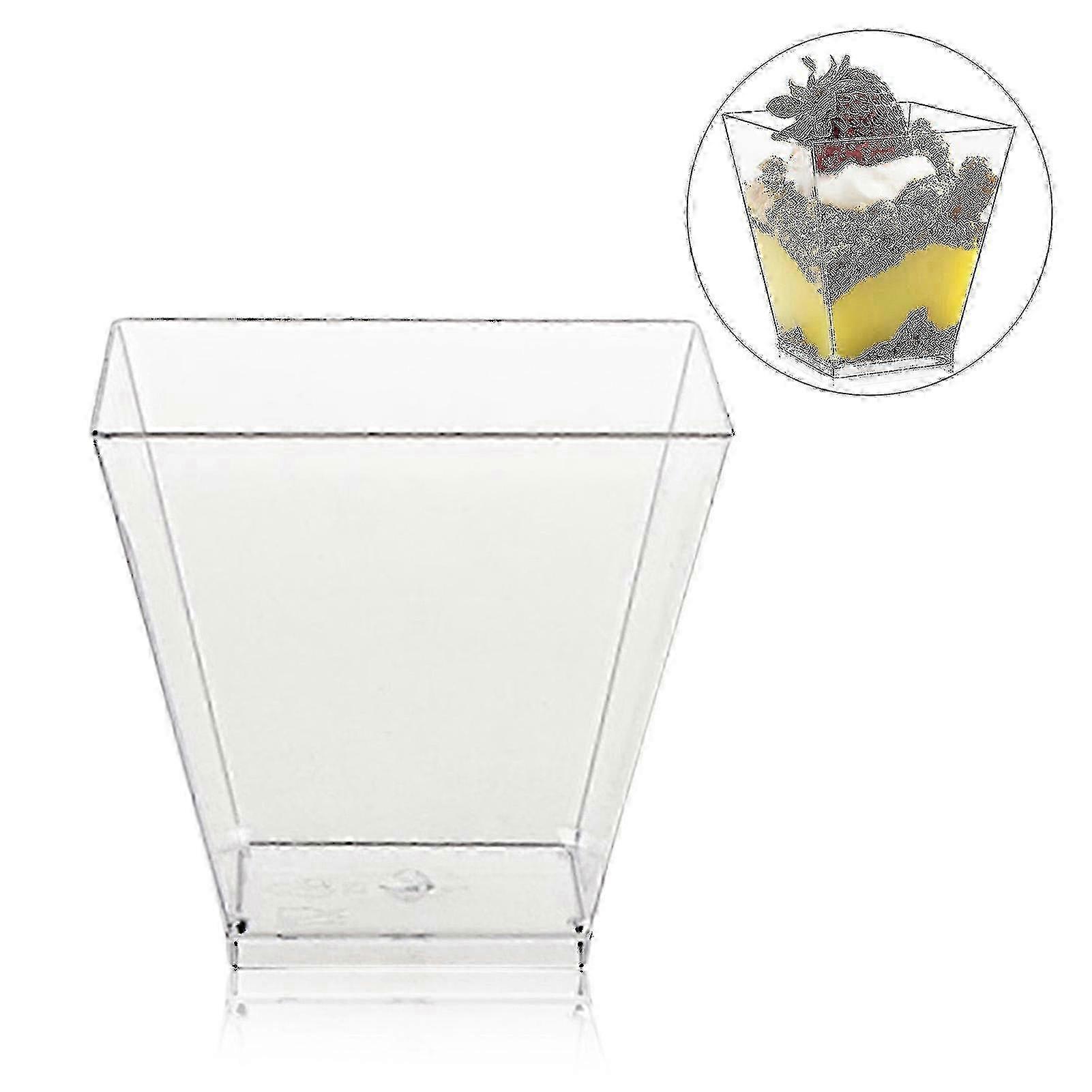 2025 50pcs Mini 60ml Transparent Disposable Square Cake Dessert Cups
